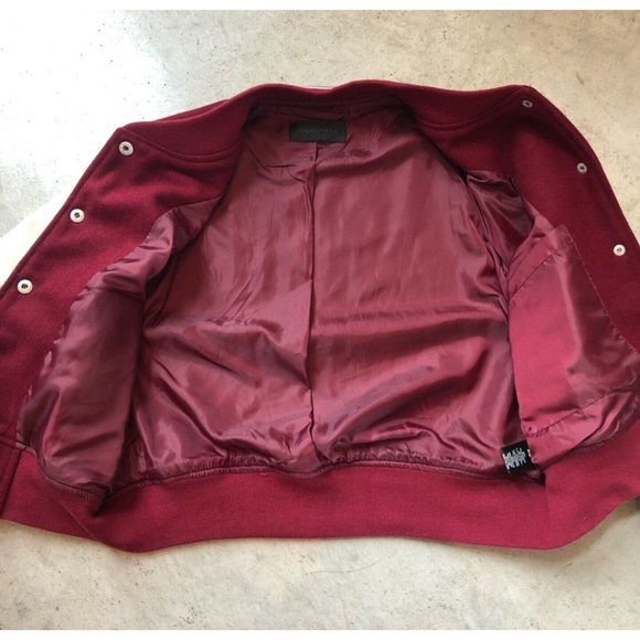KENDALL + KYLIE | Los Angeles Letterman Varsity Jacket in Burgundy Red - Picture 6 of 9